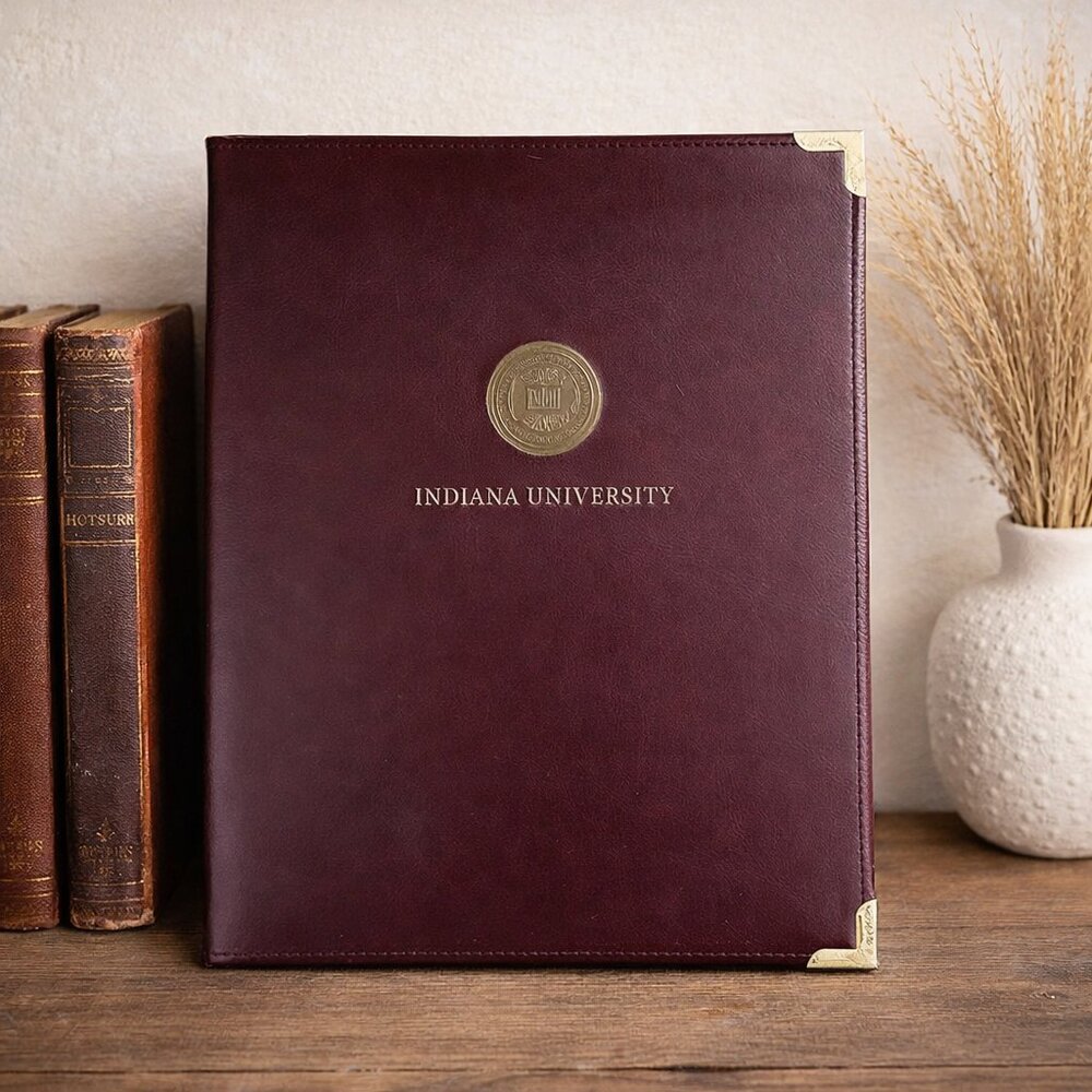 Indiana University Leather Padfolio Portfolio Notebook Holder with Embossed Seal